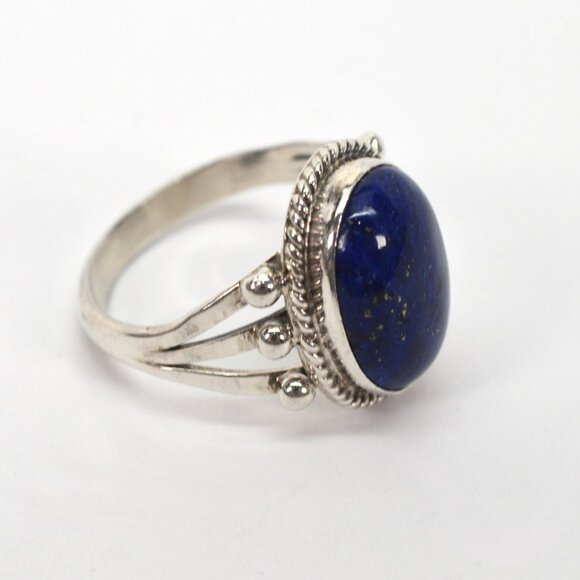 Native American Artisan Sterling Silver Lapis Ring from Running Bear - Picture 2 of 4